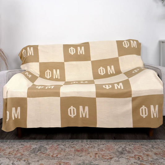 Sorority Beige Checkered Blanket