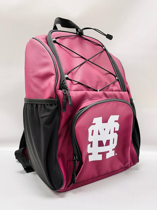 Maroon M over S Backpack Cooler