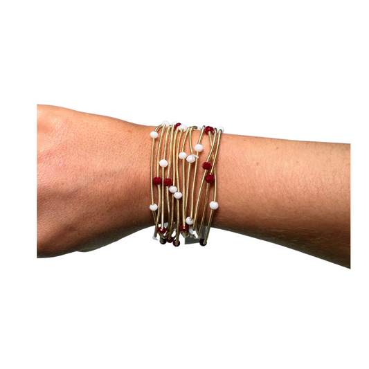 Piano Wire Beaded Bracelet Stack