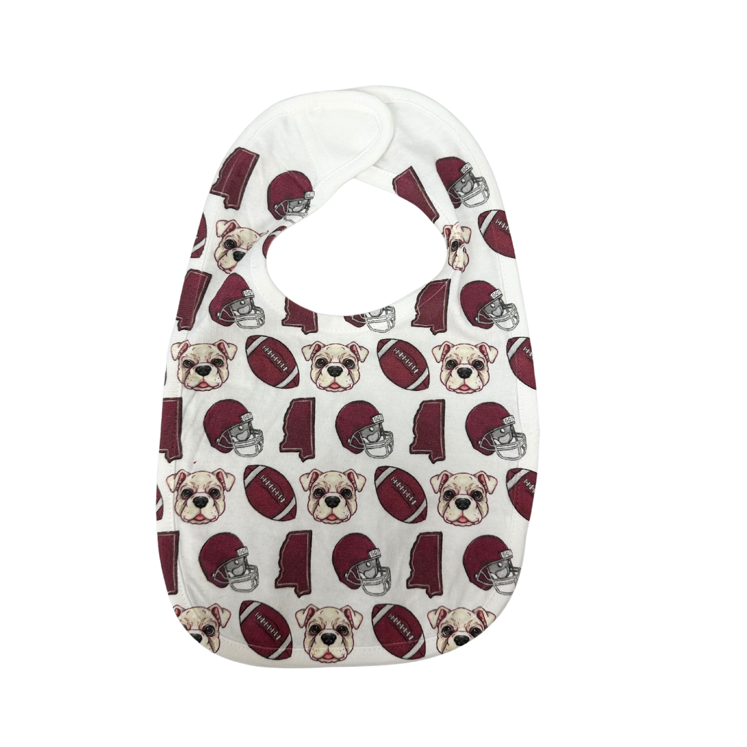 Bulldog Football Baby Bib