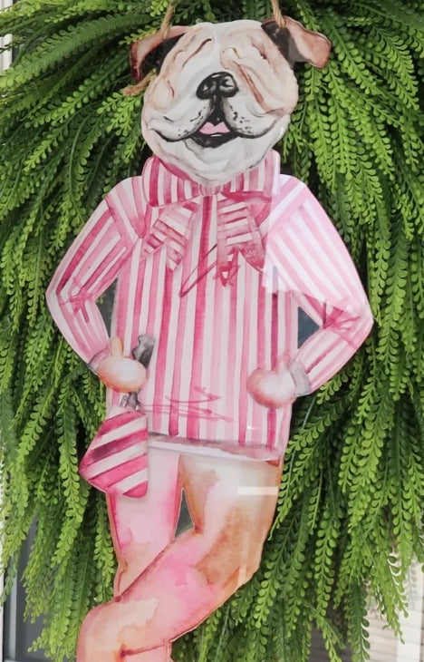 Striped Bulldog Door Hanger