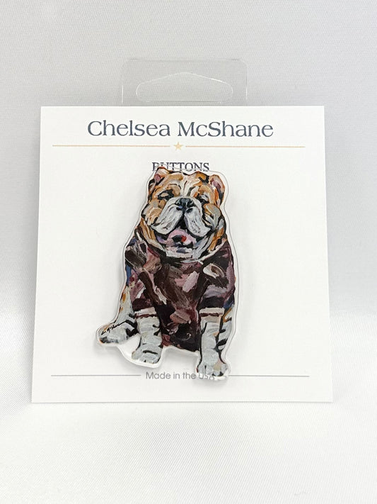 Maroon Bulldog Acrylic Button