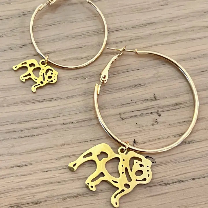 Hanging Bulldog Hoop Earrings