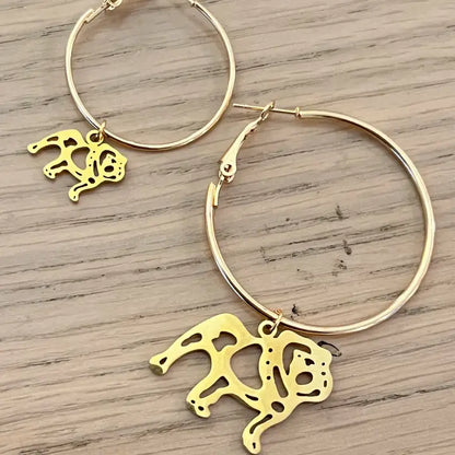 Hanging Bulldog Hoop Earrings