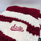 Maroon and White State Script Knit Blanket