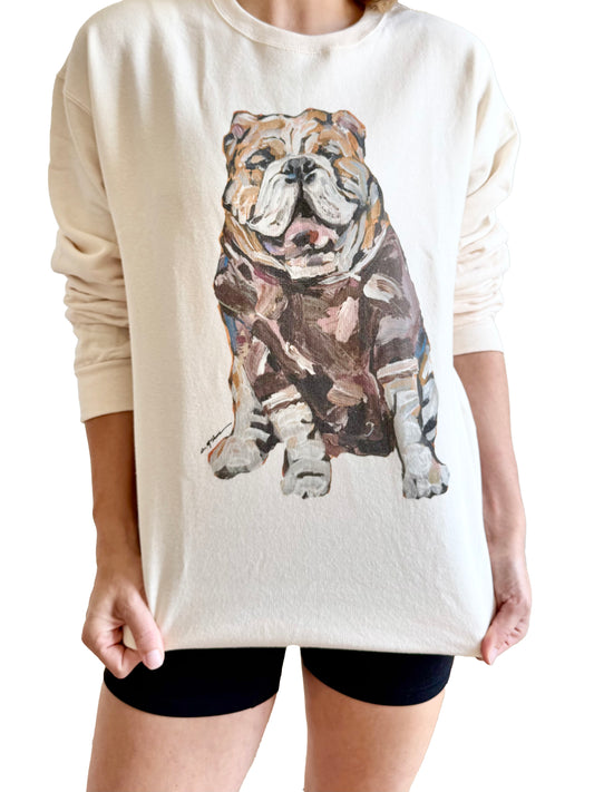 Cream Maroon Bulldog Sweatshirt