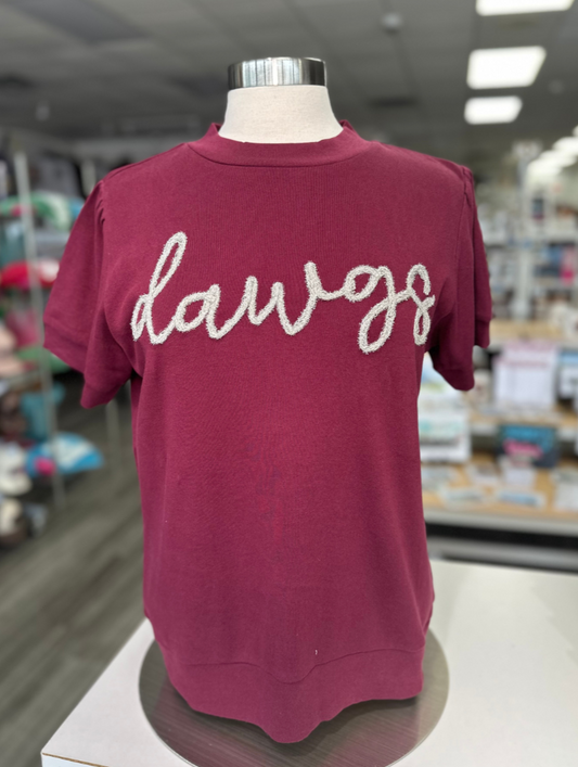 Dawgs Glitter Script Tee