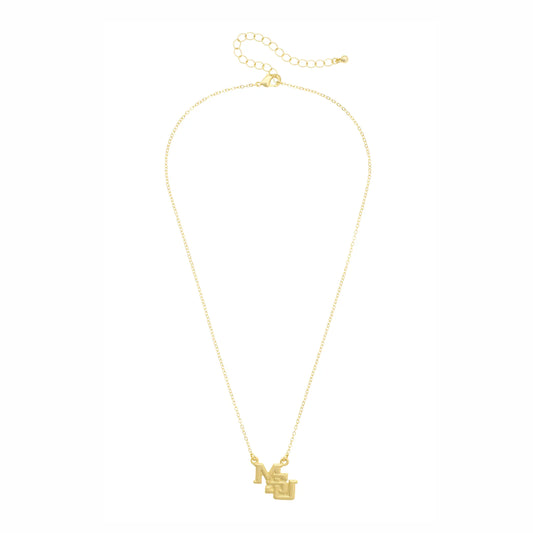 Interlocking MSU 24K Stamped Necklace