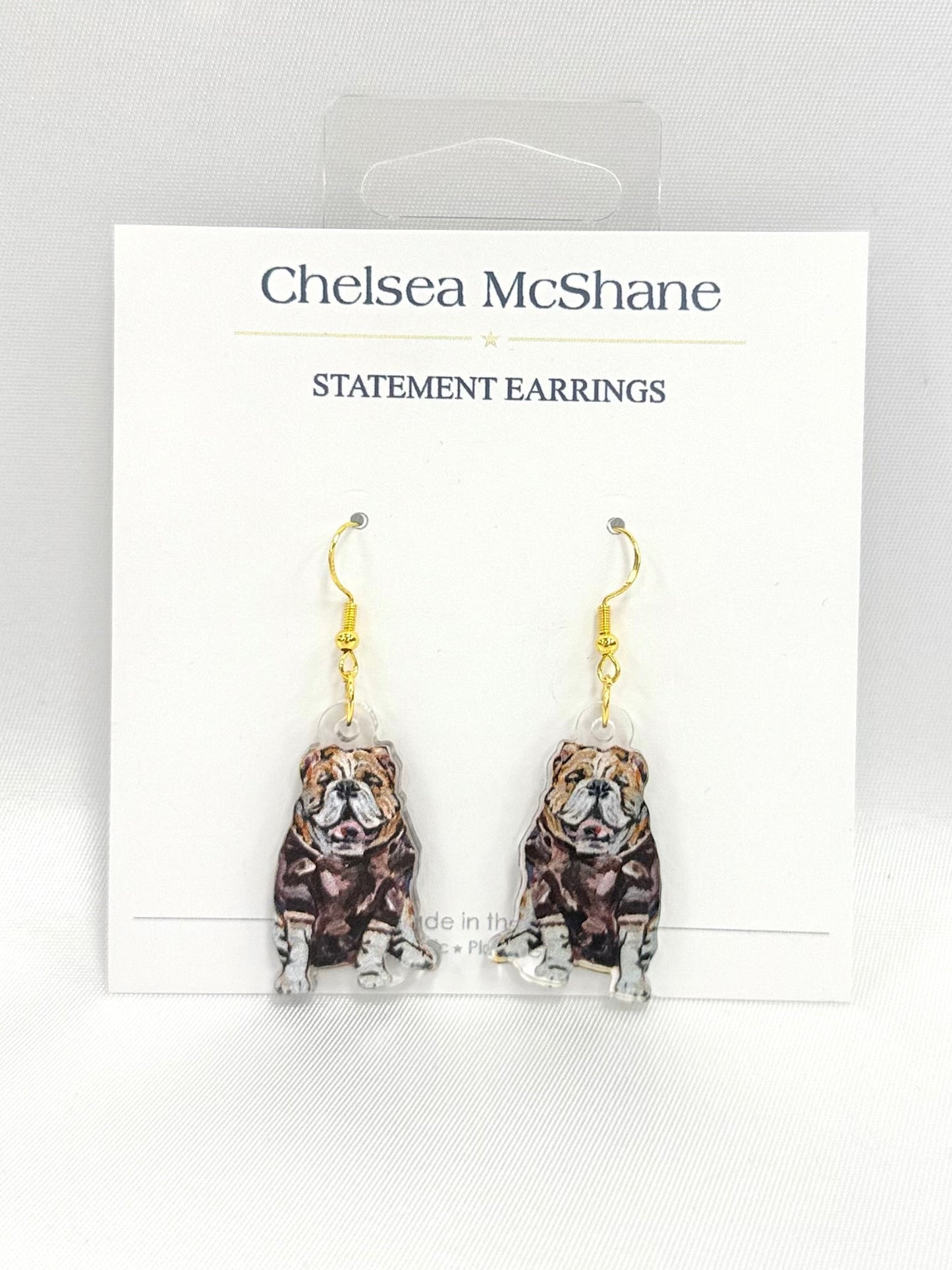 Maroon Bulldog Acrylic Earrings