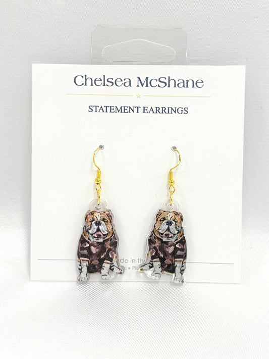 Maroon Bulldog Acrylic Earrings