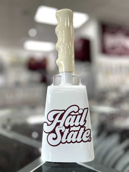 Boxed: Medium White BullyBell with White Hail State Decal