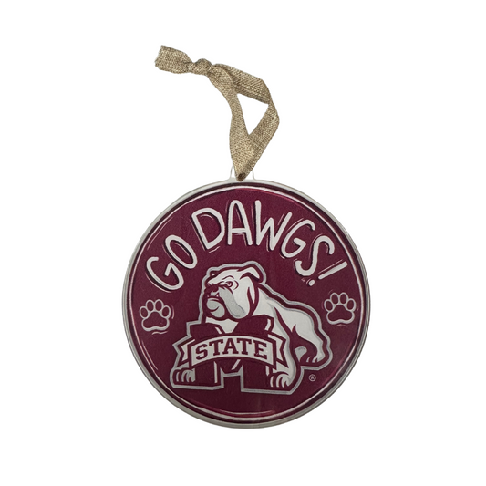 Go Dawgs Round Acrylic Ornament