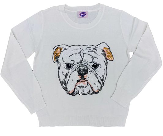 Sequin Bulldog Sweater
