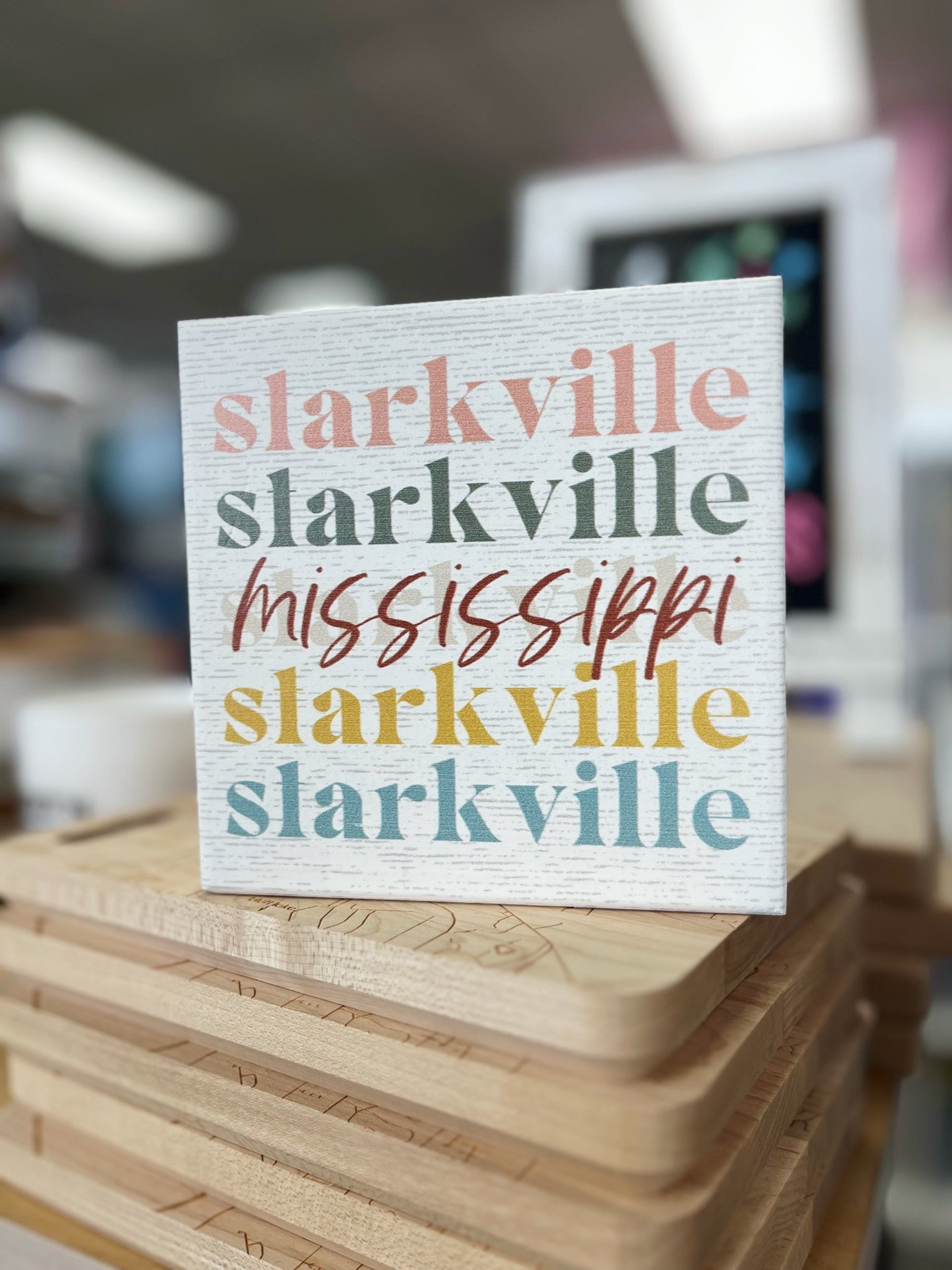 Starkville Mississippi Wood Block – University Screenprint Inc