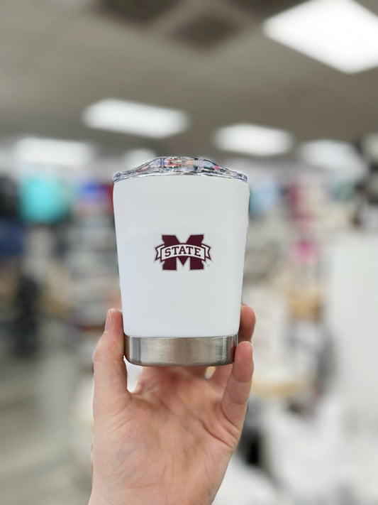 White M Banner Lowball Tumbler