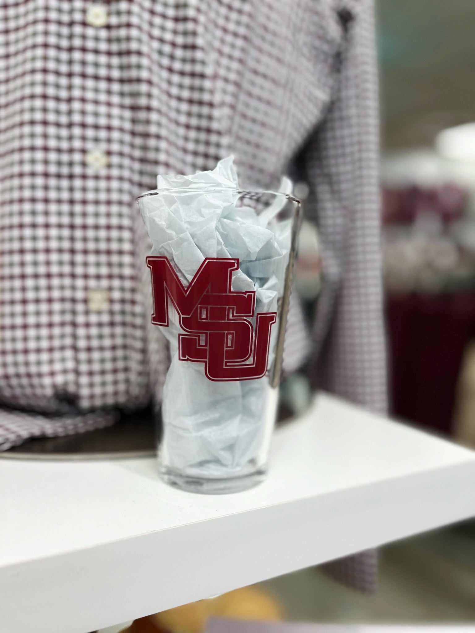 Interlocking MSU Pint Glass University Screenprint Inc Interlocking msu pint glass university screenprint inc