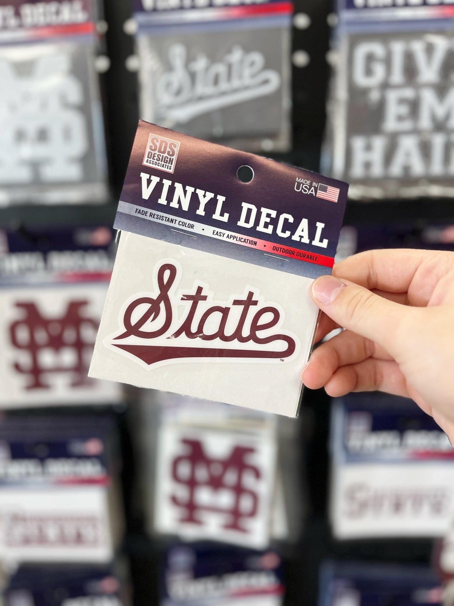 Maroon State Script Decal