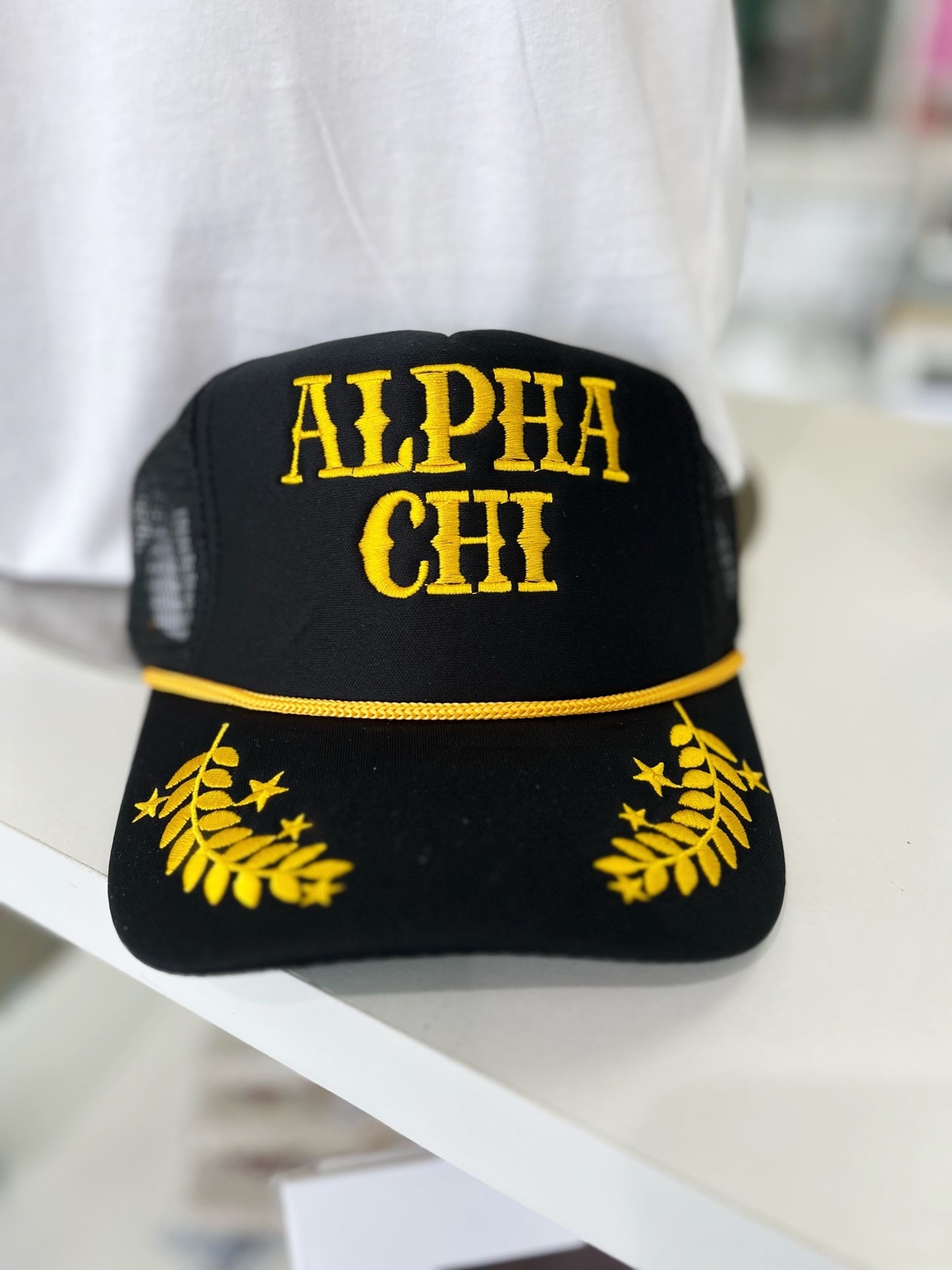 Sorority Gold Leaf Trucker Hats