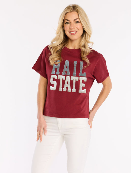 Hail State Chenille Embroidered Tee