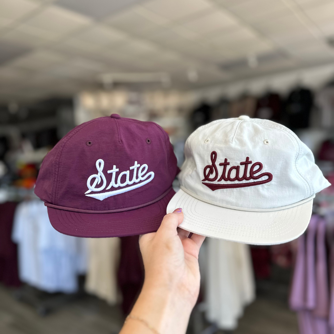 State Script Linen Hat