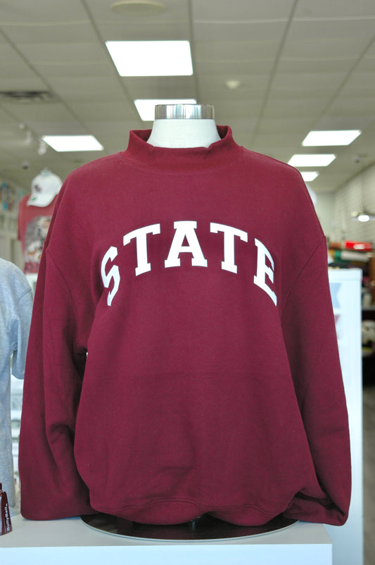 Maroon State Mock Neck Sweatshirt