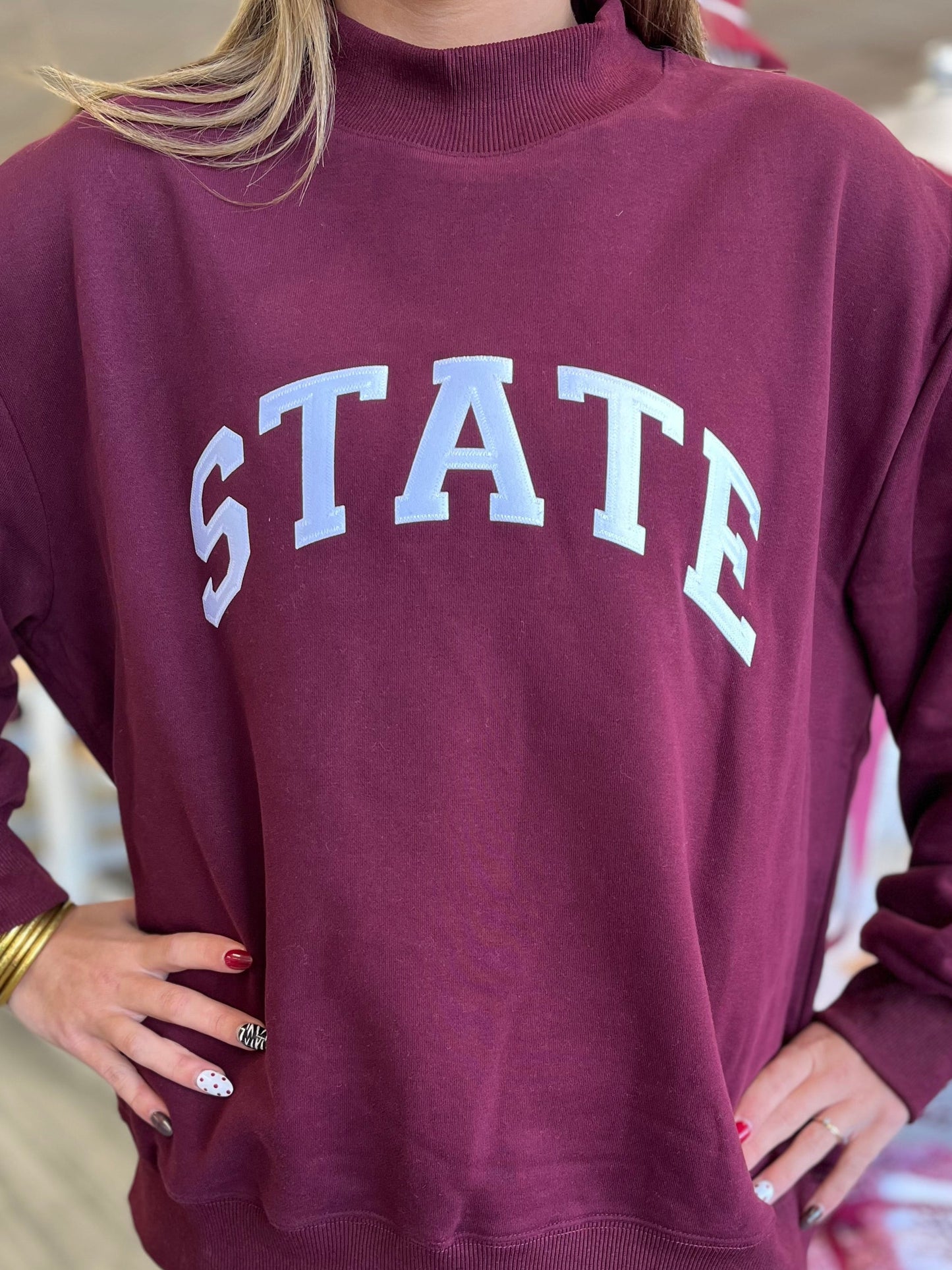 Maroon State Mock Neck Sweatshirt