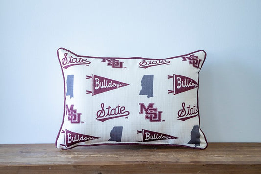MSU Mini Pennant Flags Pattern Pillow