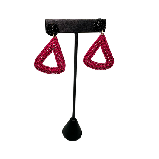 Maroon Teardrop Beaded Earrings