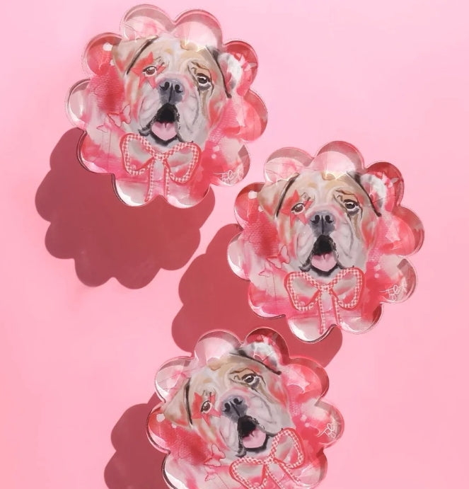 Scalloped Pink Bulldog Coaster