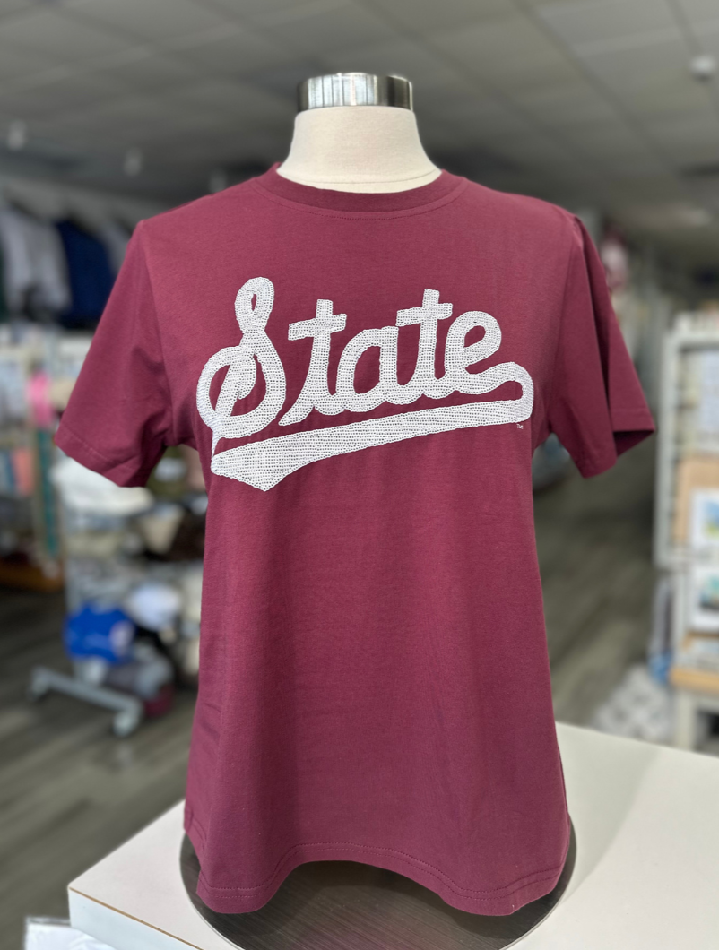 State Script Sequin Tee – University Screenprint Inc