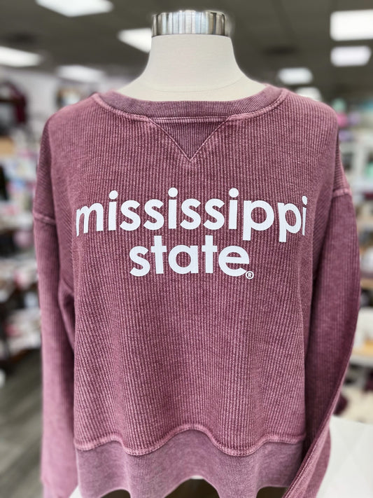 Mississippi State Corded Boxy Pullover