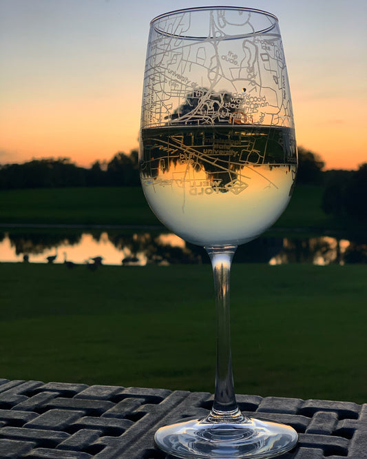 Starkville Map Stemmed Wine Glass