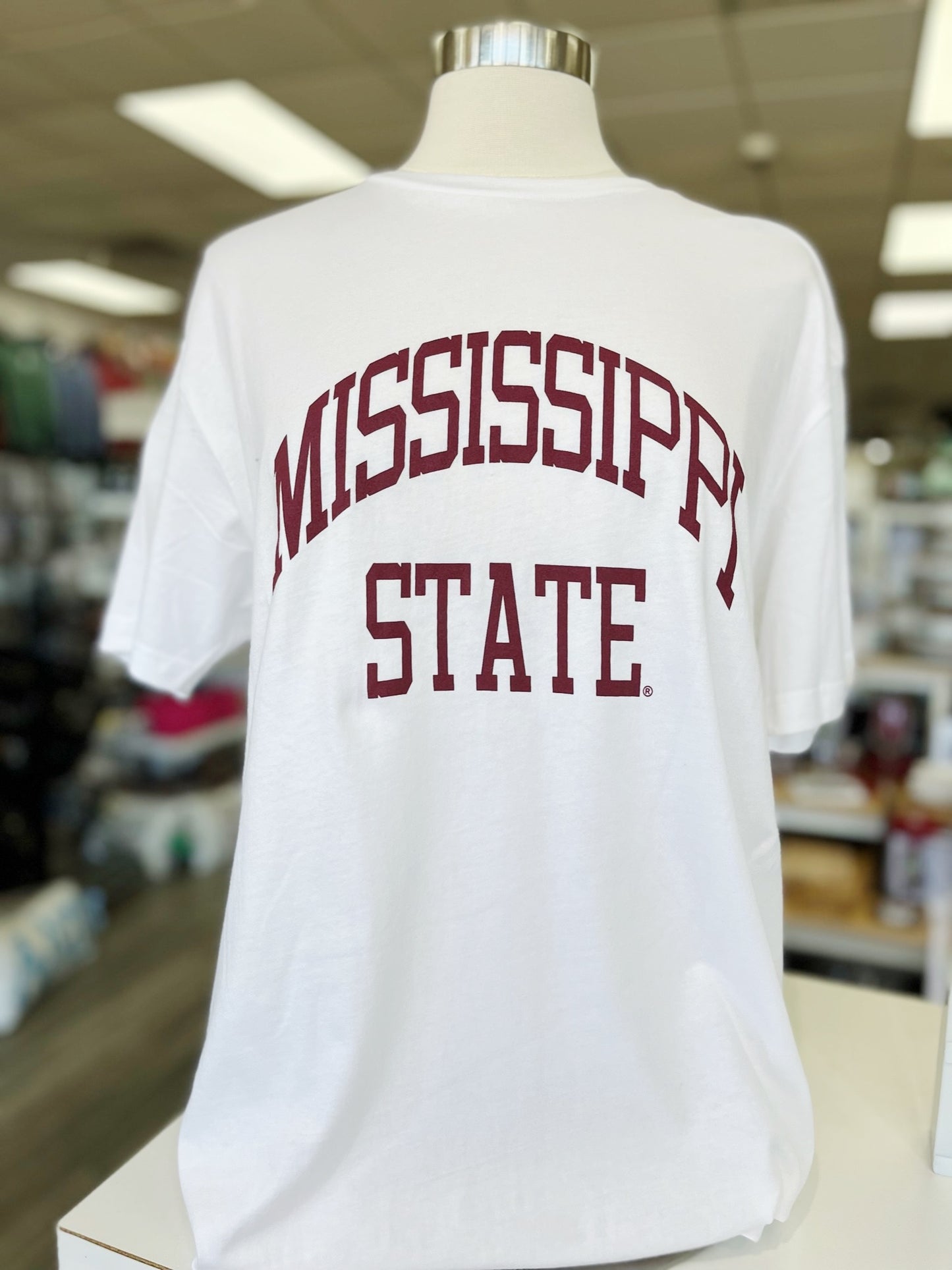 White Mississippi State Arched Tee