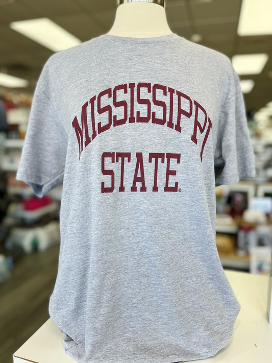 Grey Mississippi State Arched Tee