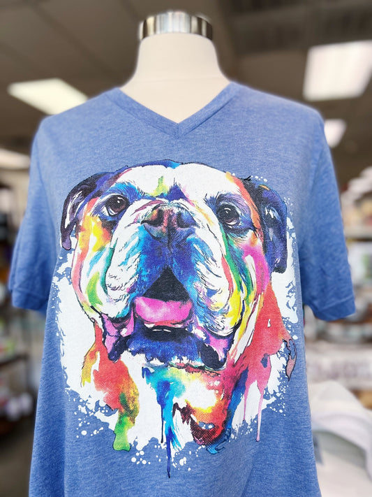 Watercolor Bulldog V-Neck