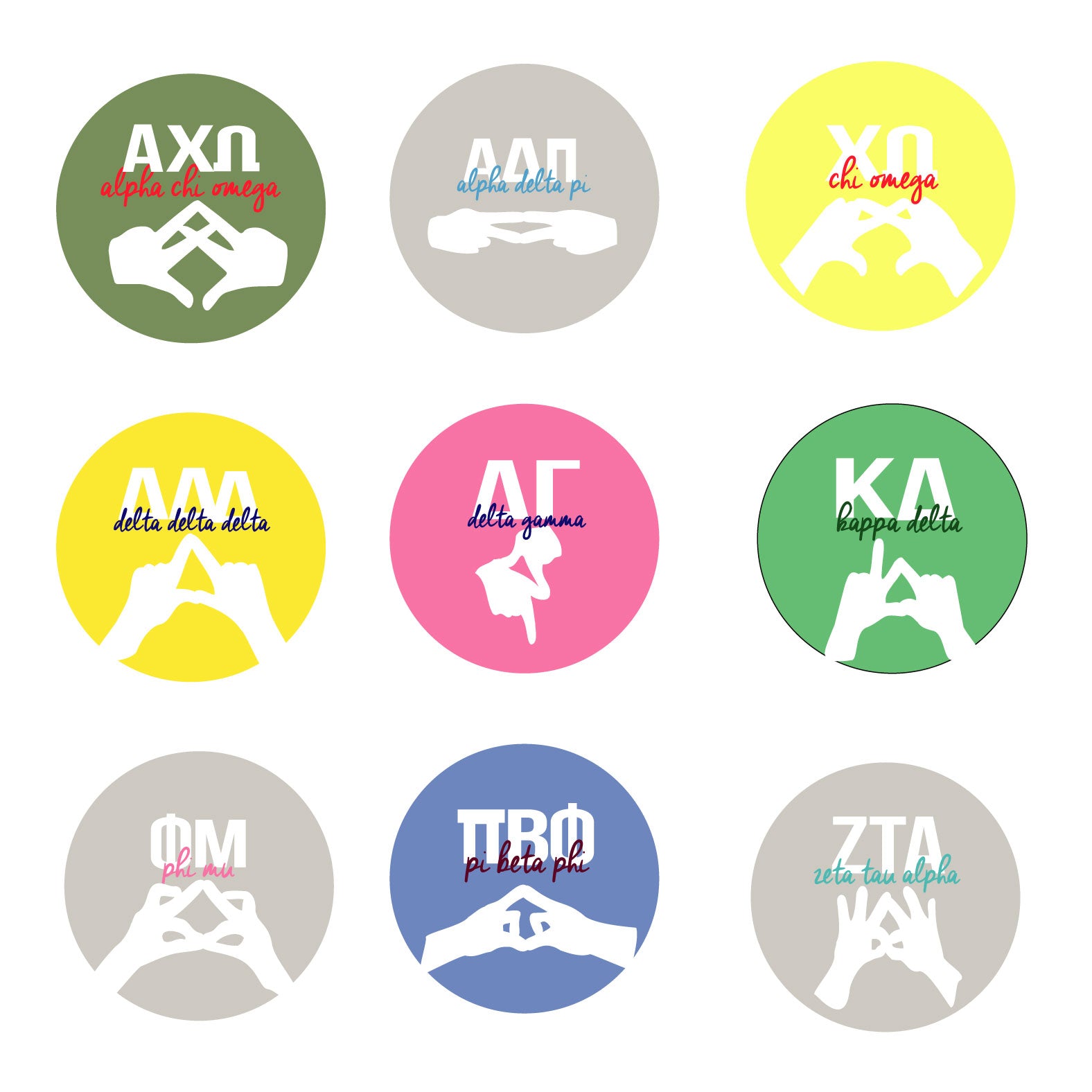 Sorority Buttons – University Screenprint Inc