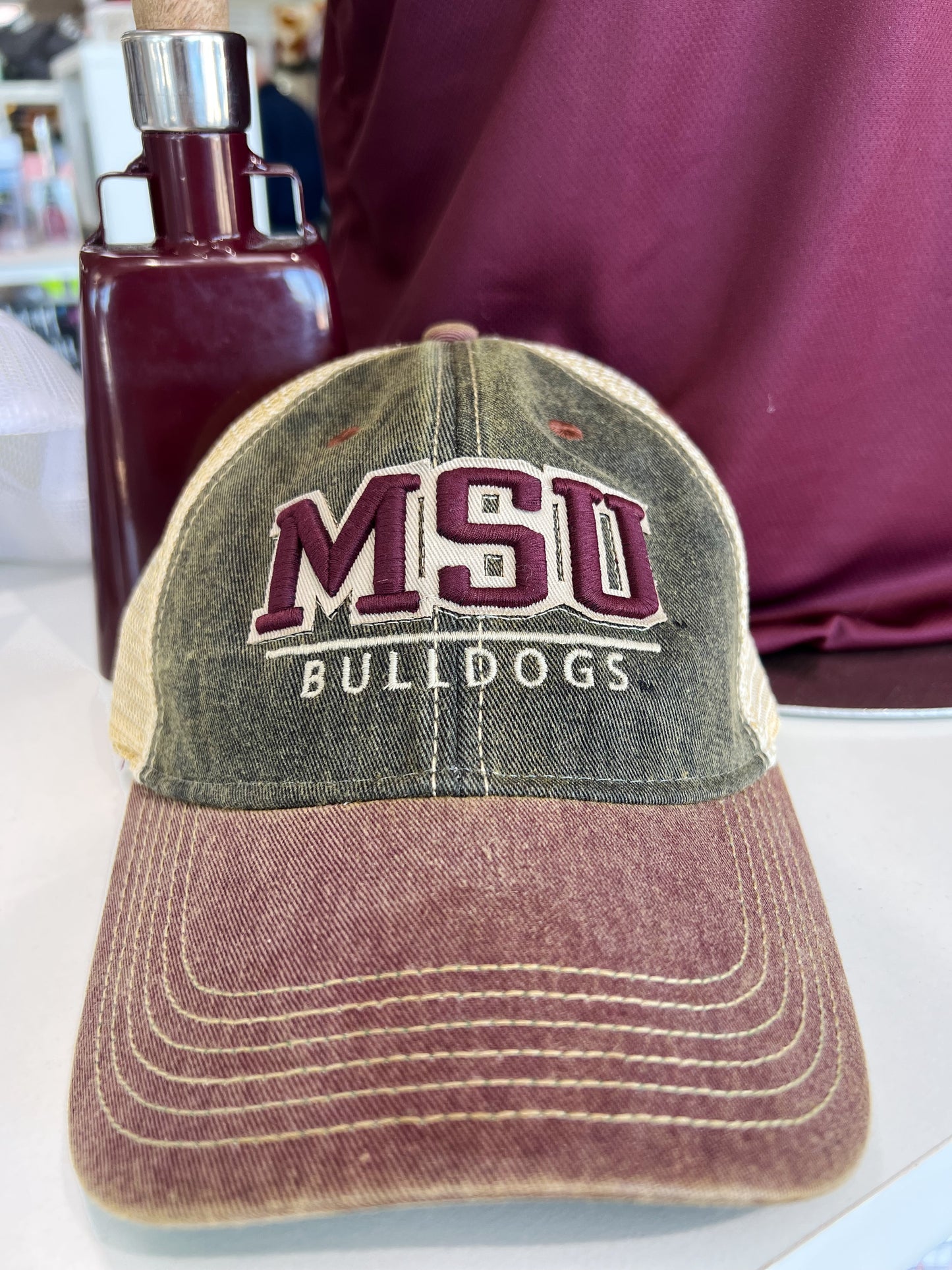 Maroon/Black Block MSU Trucker