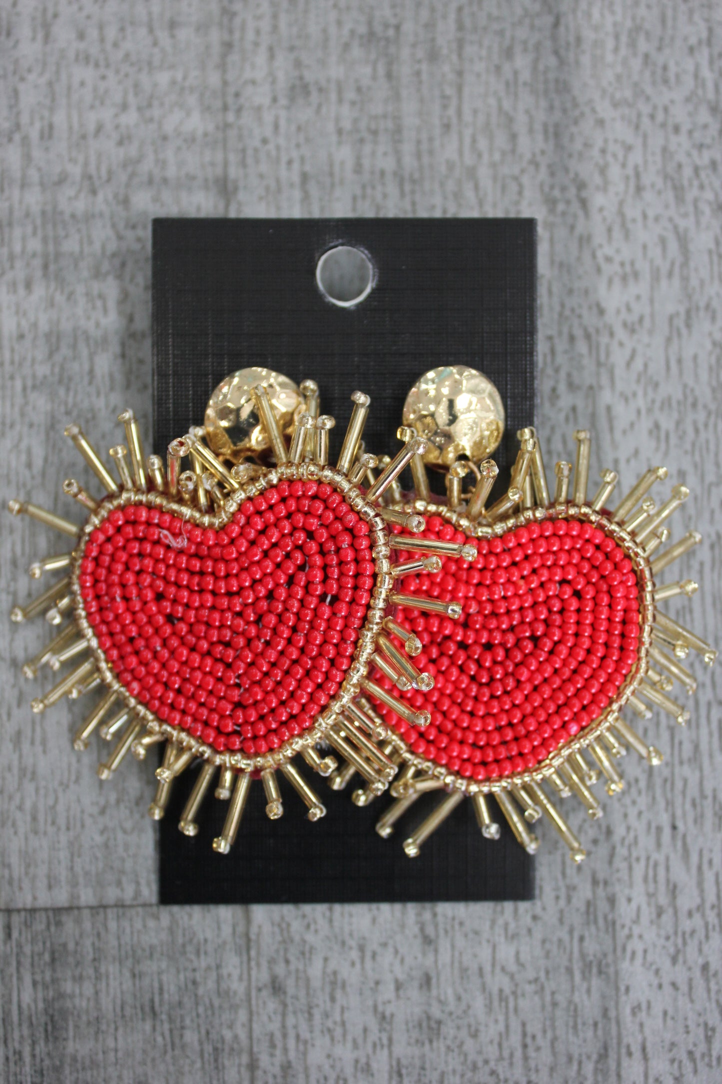 Red & Gold Heart Earrings