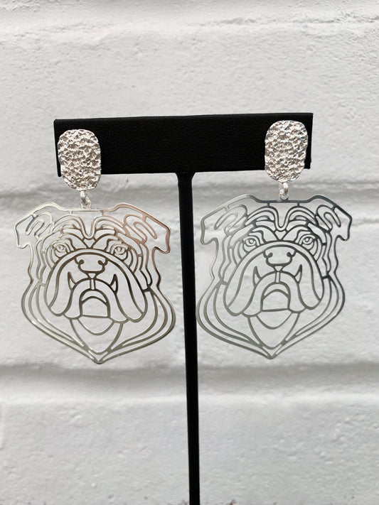 Silver Bulldog Earrings