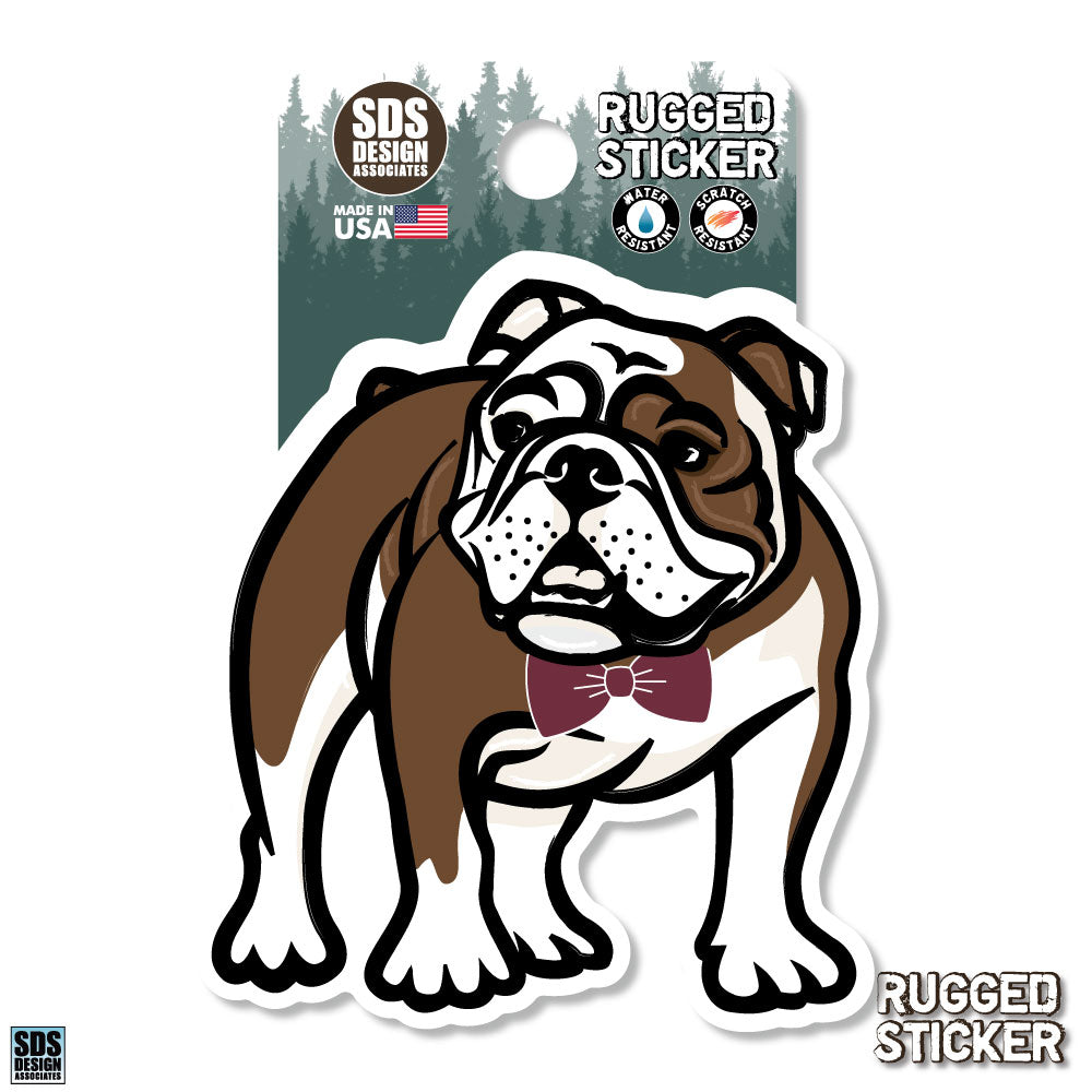 3" Bowtie Bulldog Rugged Sticker
