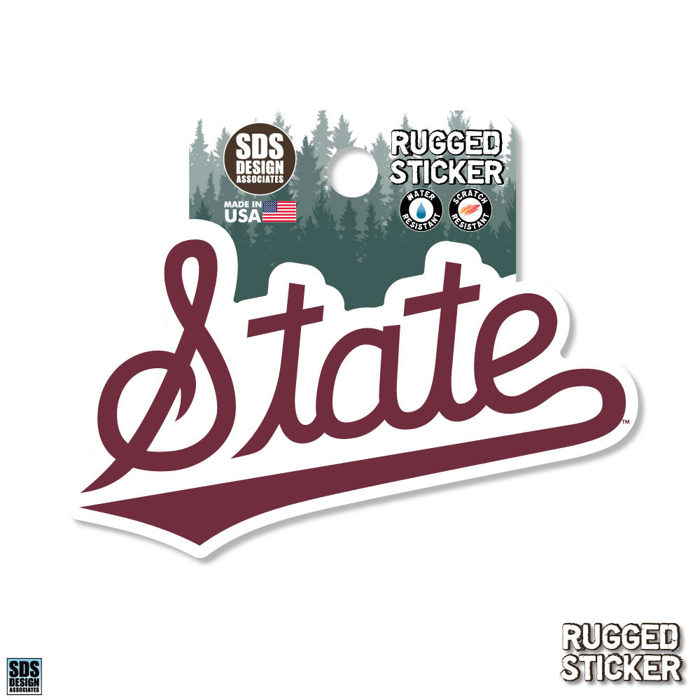 3" Maroon State Script Rugged Sticker