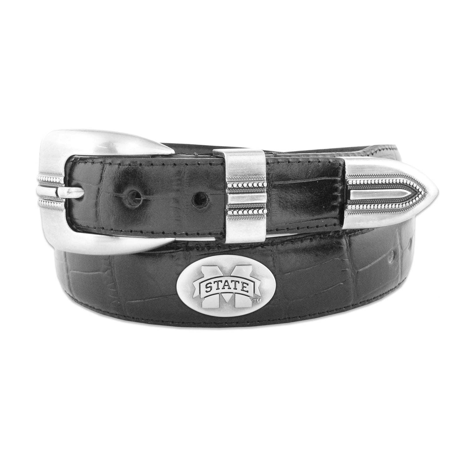 MSU Black Leather Belt