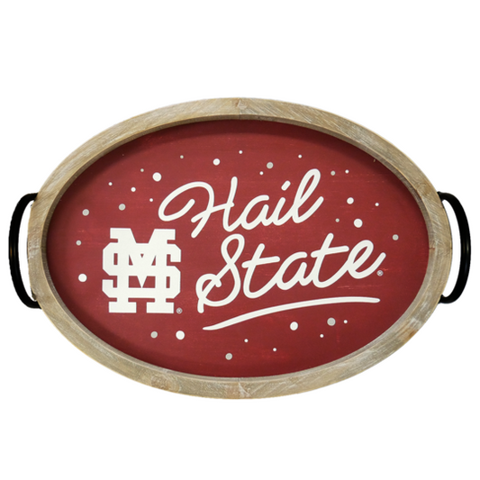 MSU Wood Oval Tray