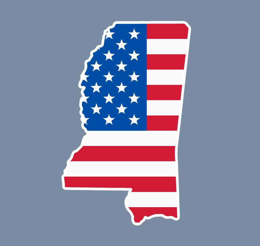 State of MS American Flag Decal – University Screenprint Inc