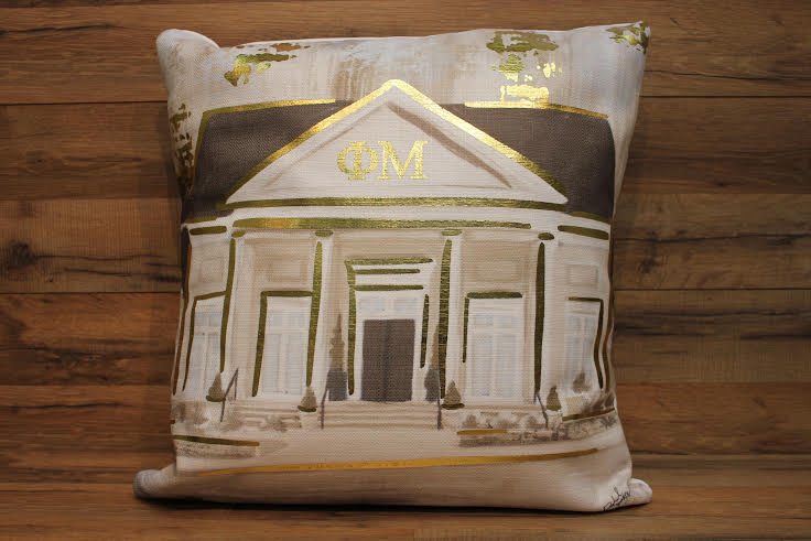 Phi Mu Gold Foil Pillow