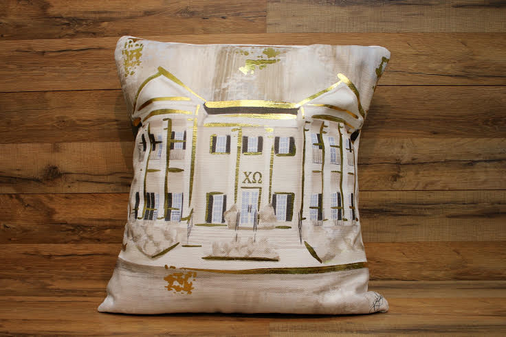 Chi Omega Gold Foil Pillow