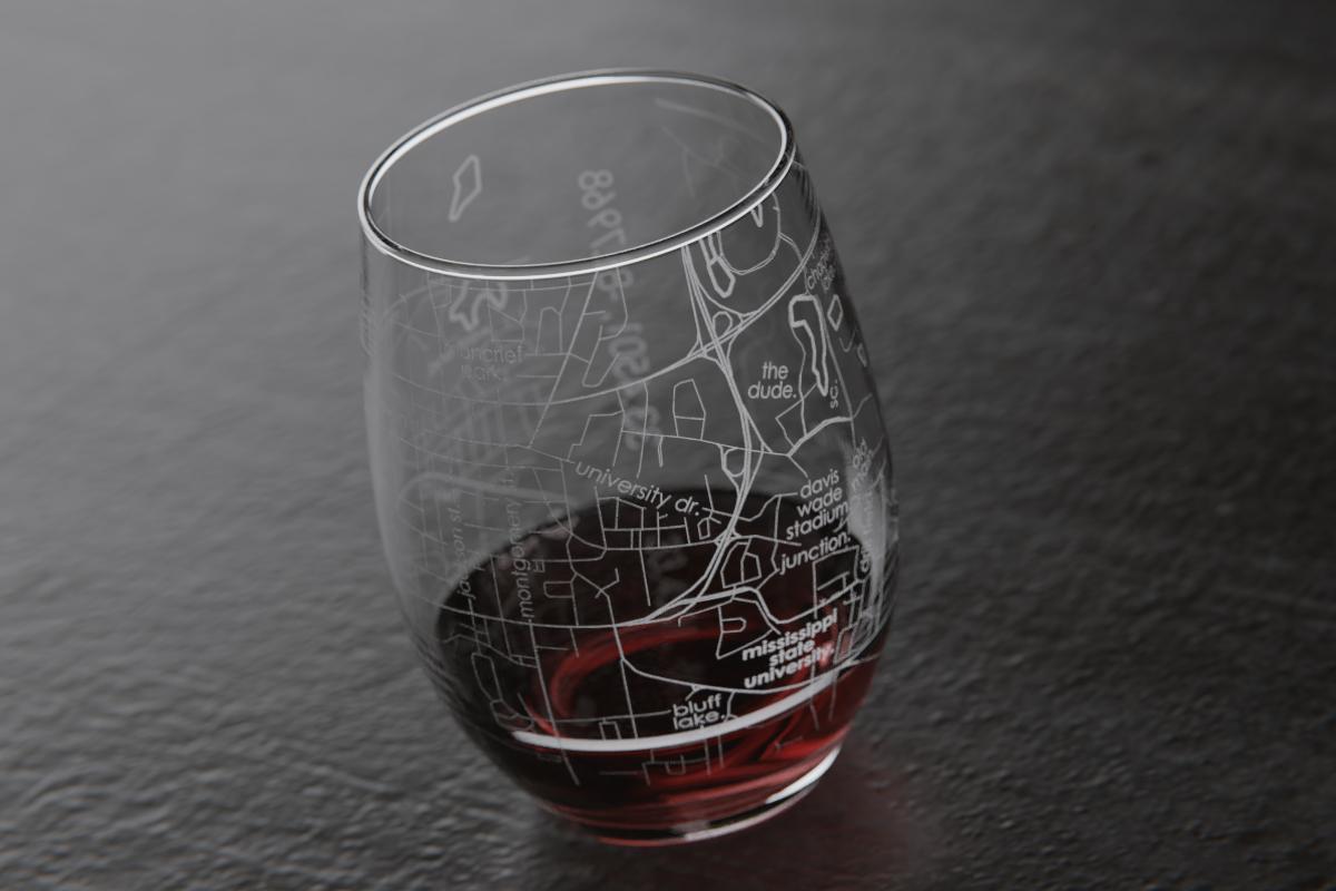 Starkville Map Stemless Wine Glass