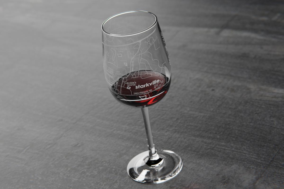 Starkville Map Stemmed Wine Glass